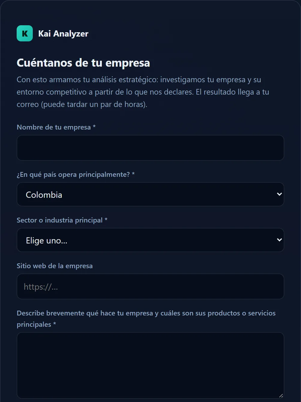 Formulario KAI Analyzer